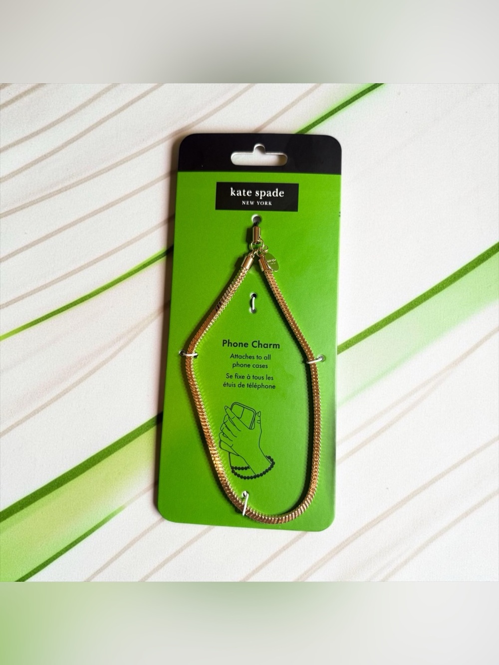 💚♠️💚kate spade💚♠️💚"Heart of Gold" Metallic Phone Charm/NIP